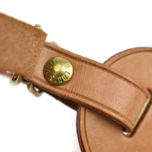 LOUIS VUITTON: Tan, Vachetta Leather, Logo Small Luggage Tag (sh) - Picture 4 of 4